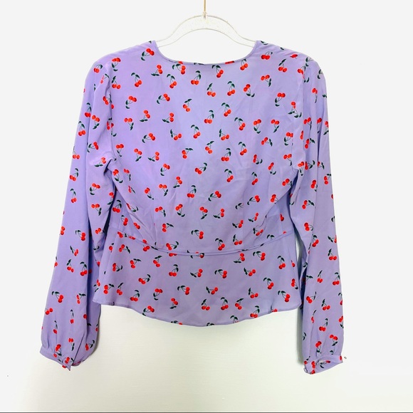 INTERMIX Kirsten Silk Cherry Print Top Revolve - Picture 3 of 5